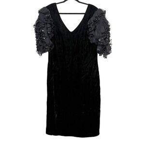 Vtg Betsy & Adam Whimsigoth Velvet Dress Women Sz 14Wโ Gothic Glam Dark Romantic